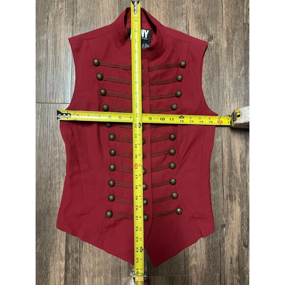 Vintage Dkny Womens Red Sleeveless Classic Military Style Tailored Vest Size 6 - Picture 5 of 6